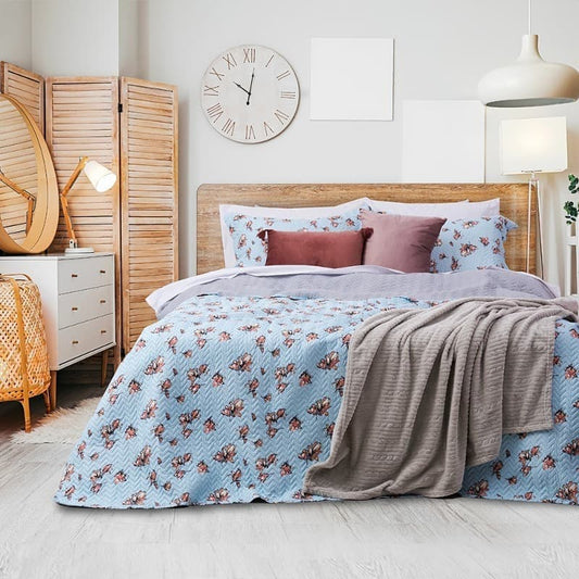 Quilt 1.5 Plazas Microfibra Estampado Barraquitas