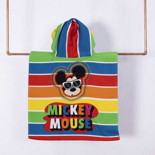 Toalla Playa Capucha MF 60x120 cm Mickey Rainbow