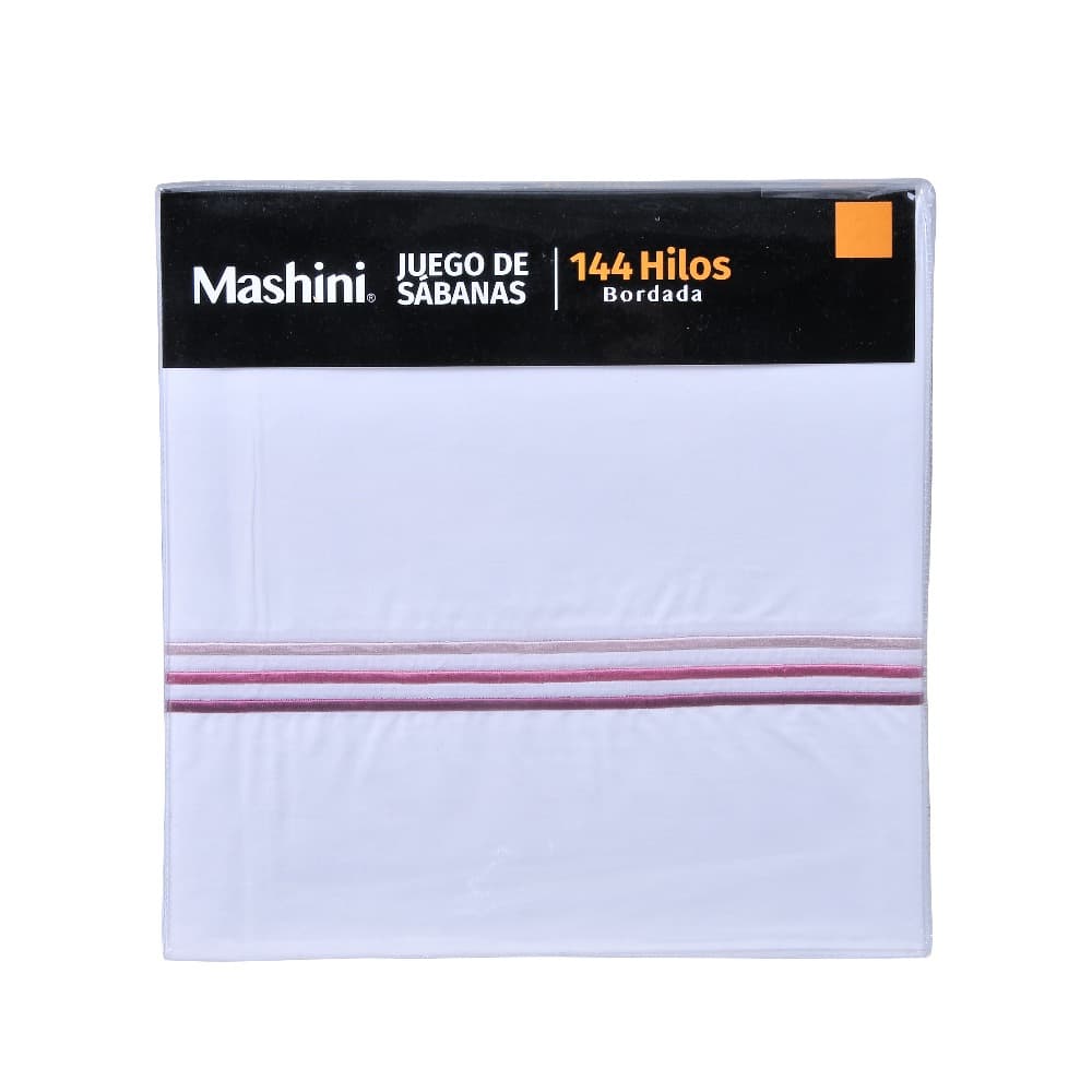 Sábana Super King 144 Hilos Bordada Line Rosado