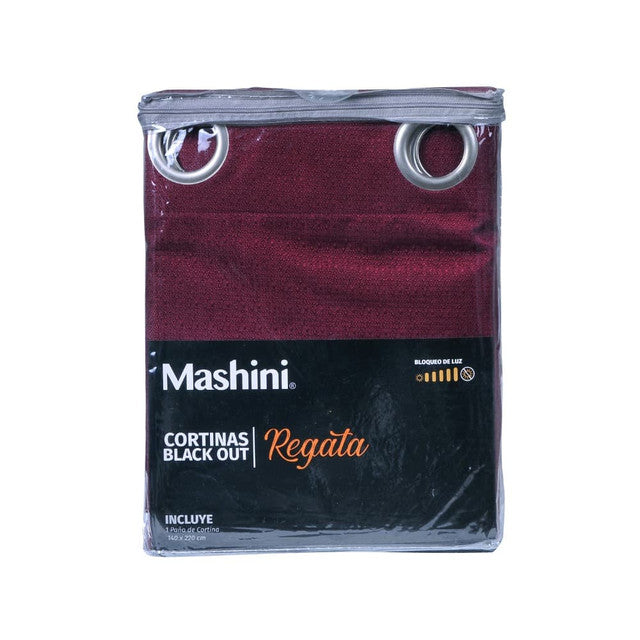 empaque de la Cortina Blackout Argolla 140x220 color burdeo mashini