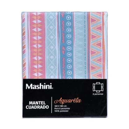 Mantel Aquarela 180x180 diseño multicolor bonito mashini