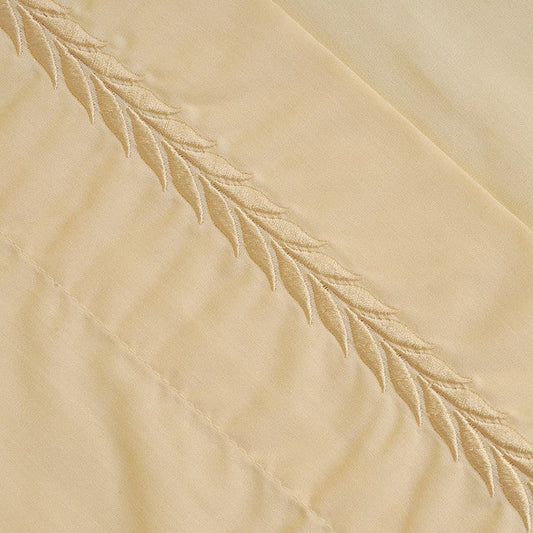 Sábana Bordada 180 Hilos 2 Plazas Ramas Amarillo | Mashini