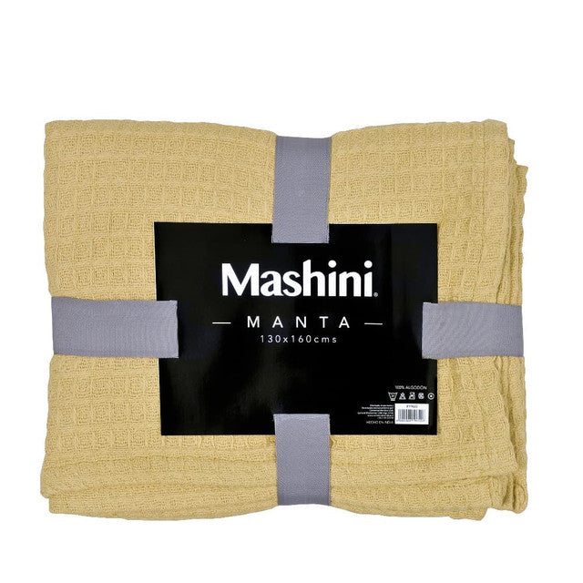 empaque de la Manta Algodón Waffle 130x160 cm Mostaza | Mashini