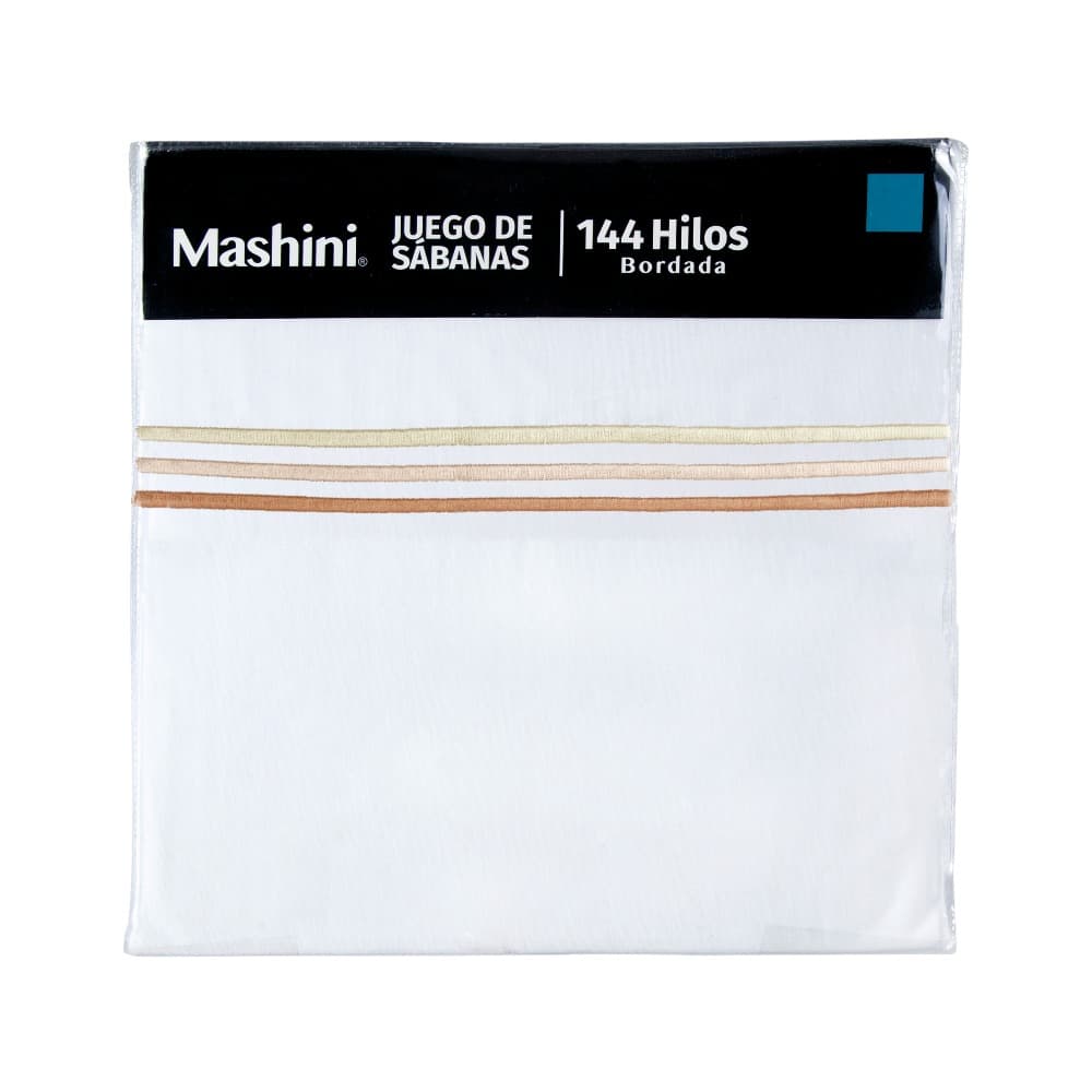 Sábana Bordada 144 Hilos 1.5 Plazas Line Beige