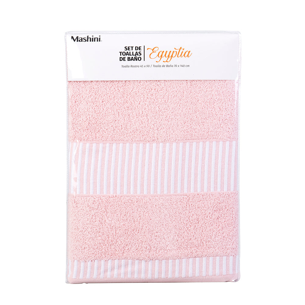 Set 2 Toallas Egyptia 460 grs 70x140/45x90cms Rosado