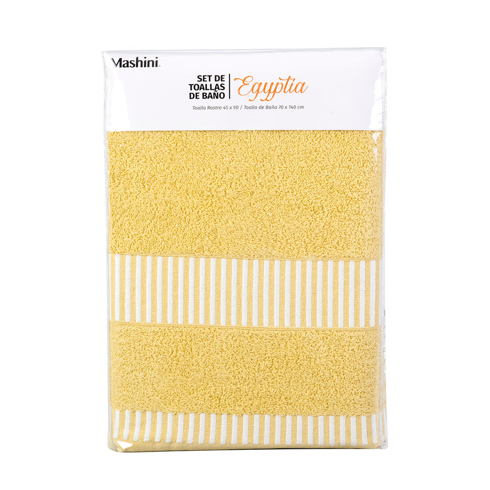 Set 2 Toallas Egyptia 460 grs 70x140/45x90cms Amarillo