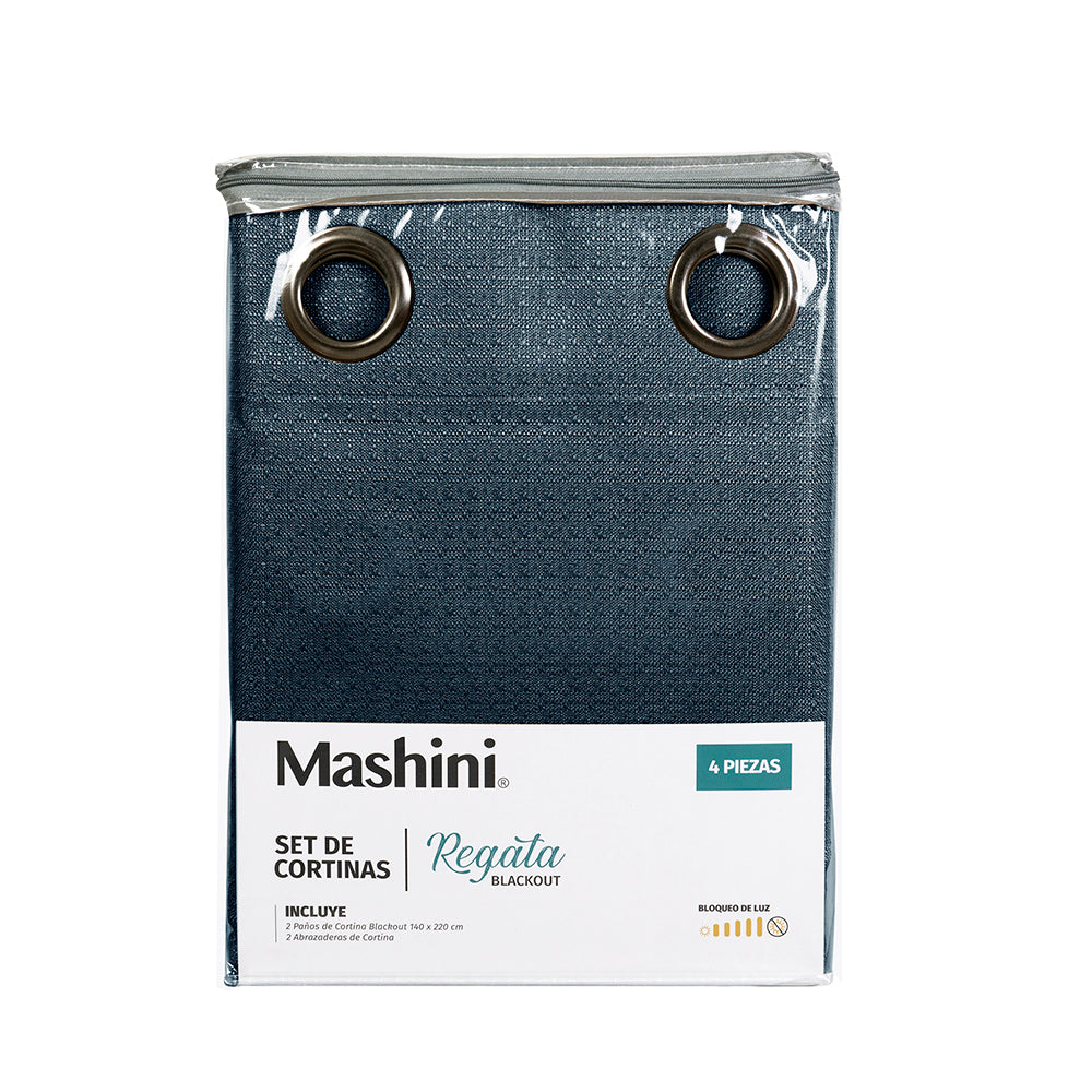 Set Cortinas Blackout Argolla Regata Azul