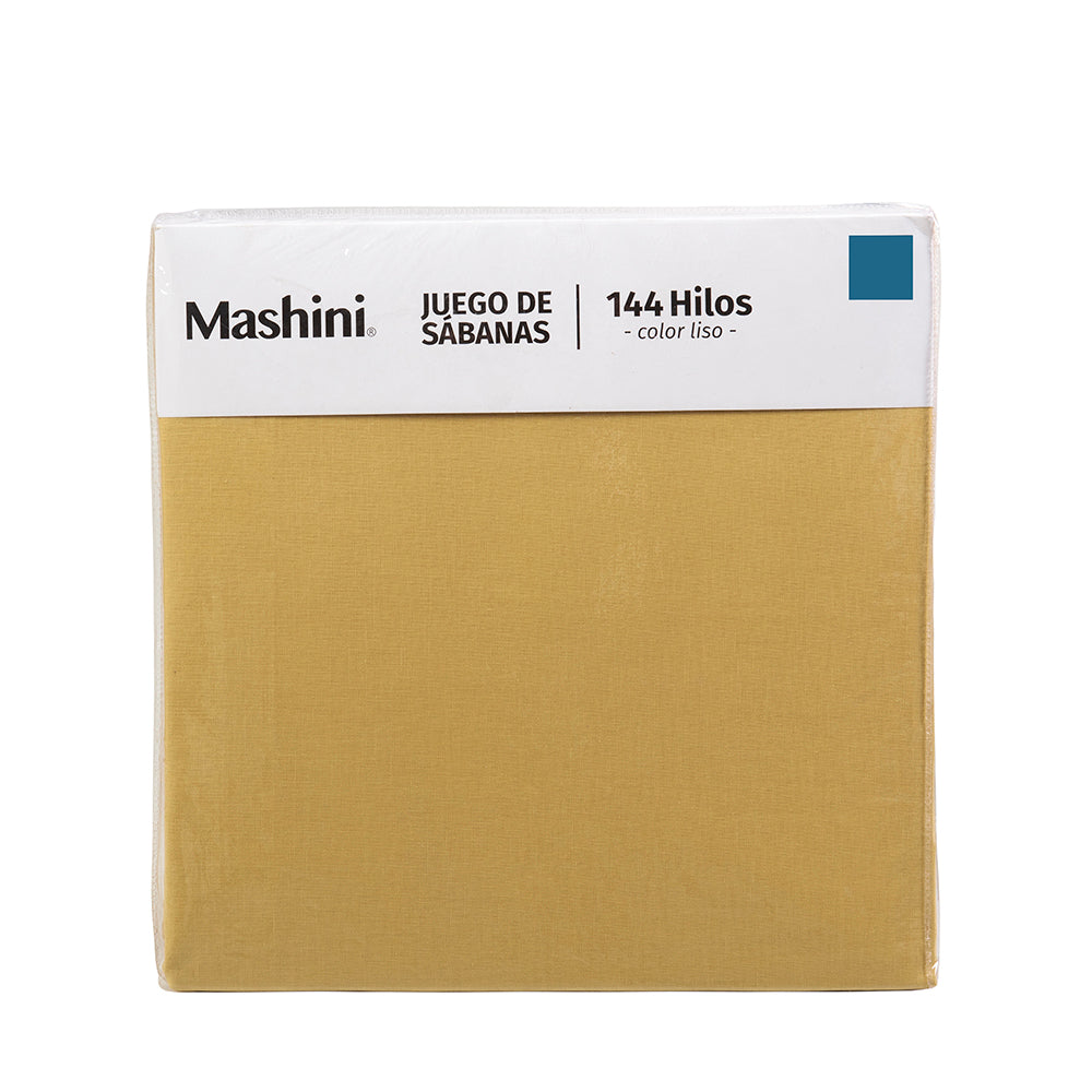 Sábana 2 Plazas 144 Hilos Colores Lisos Mostaza