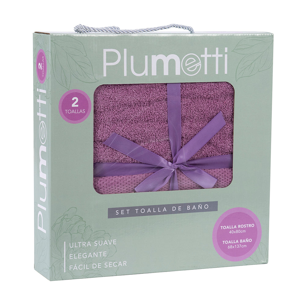 Set 2 Toallas Colorix 400 grs 68x137/40x80 cms Morado