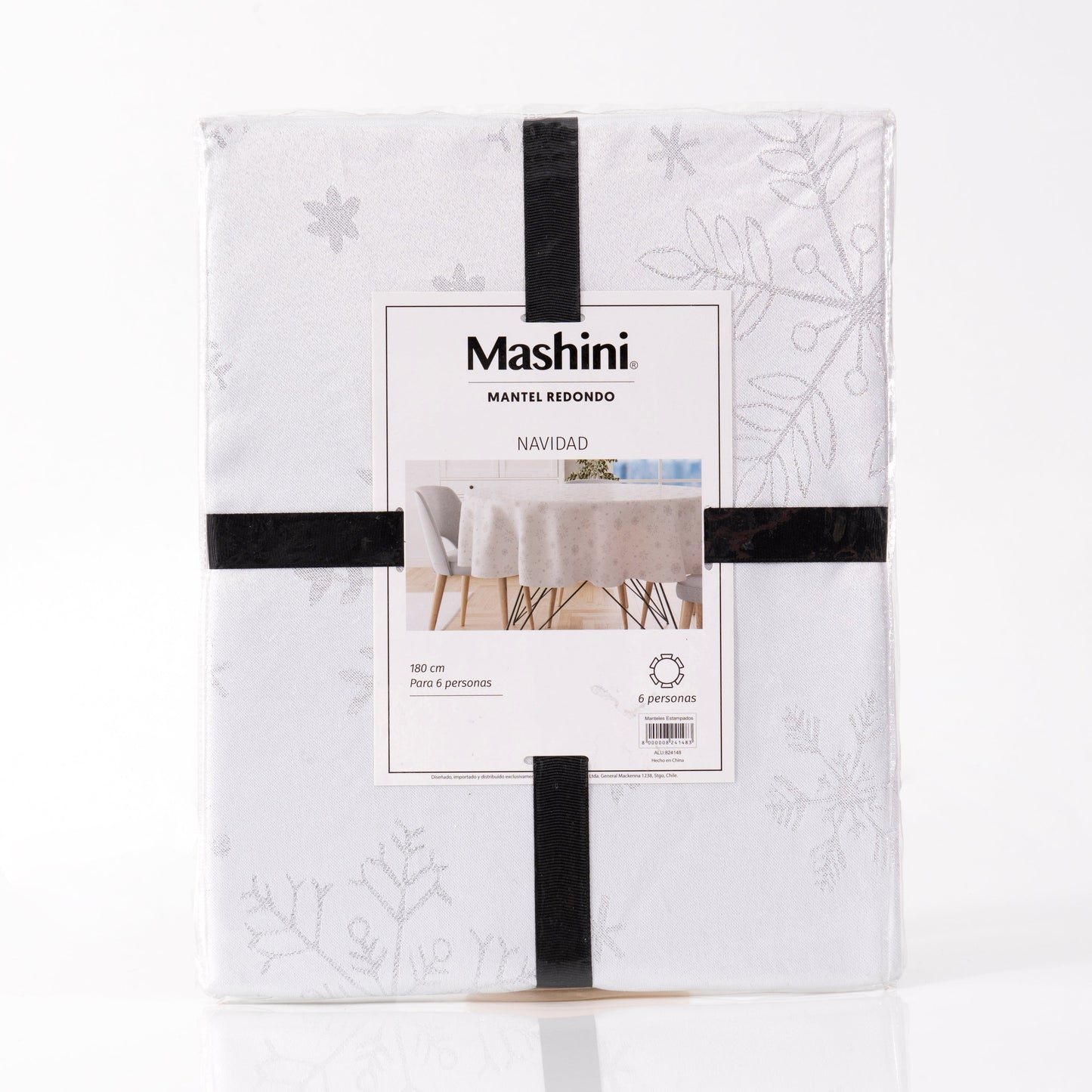 Mantel Navidad 180 cms Redondo Copos