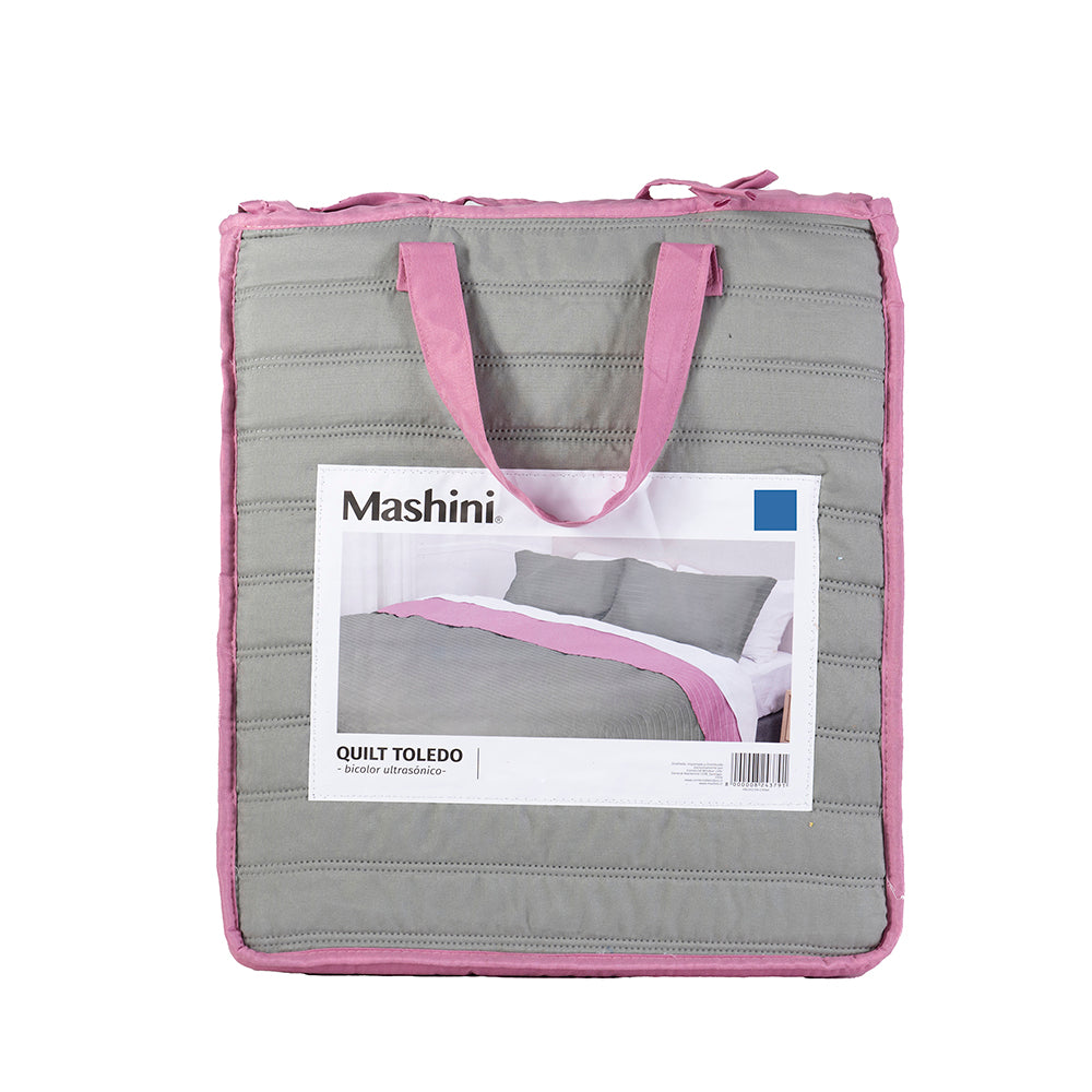 Quilt 2 Plazas Toledo Verde Musgo - Rosado