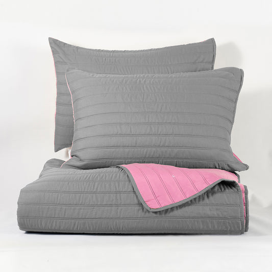 Quilt 2 Plazas Toledo Verde Musgo - Rosado