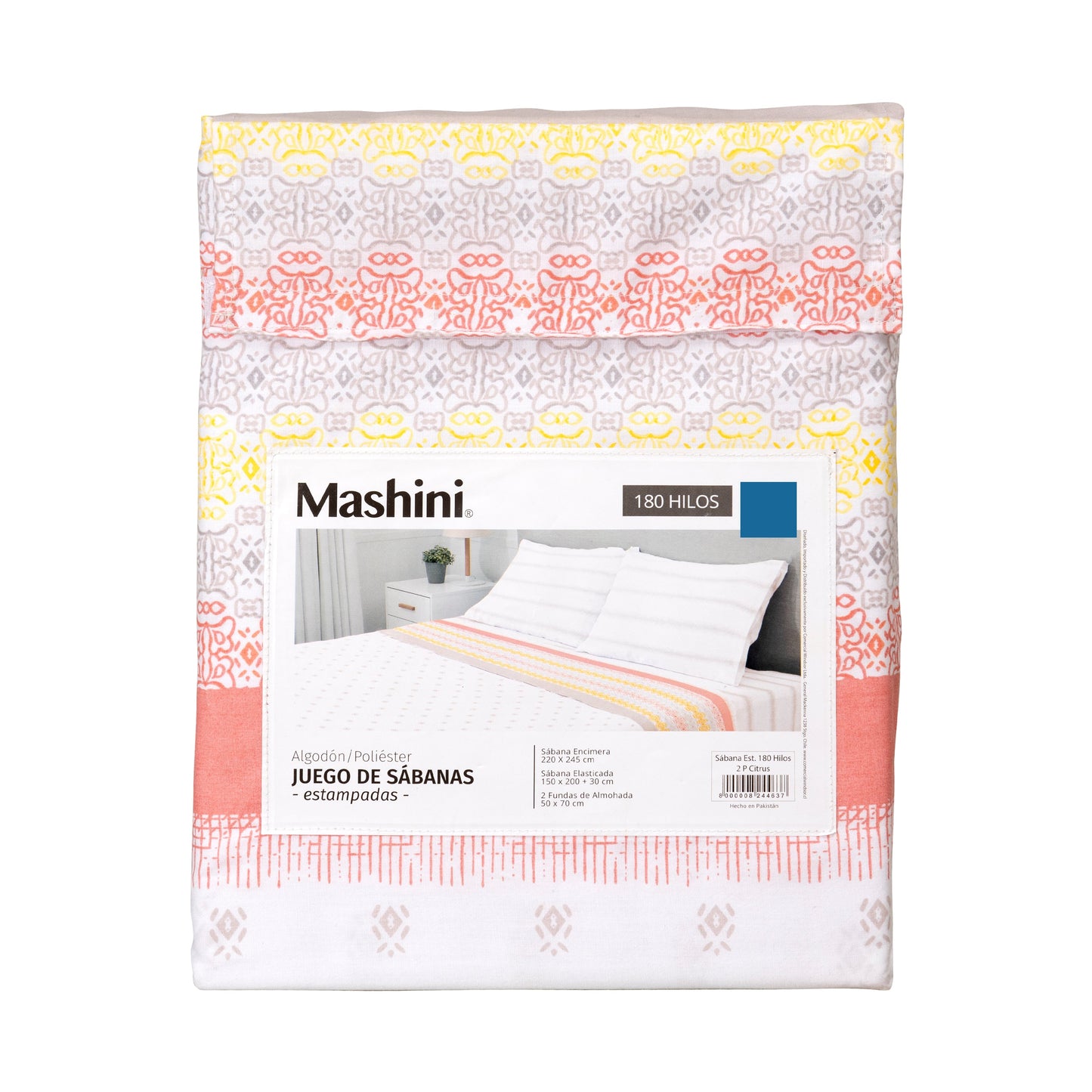 Sábana 1.5 Plazas 180 Hilos Estampado Citrus