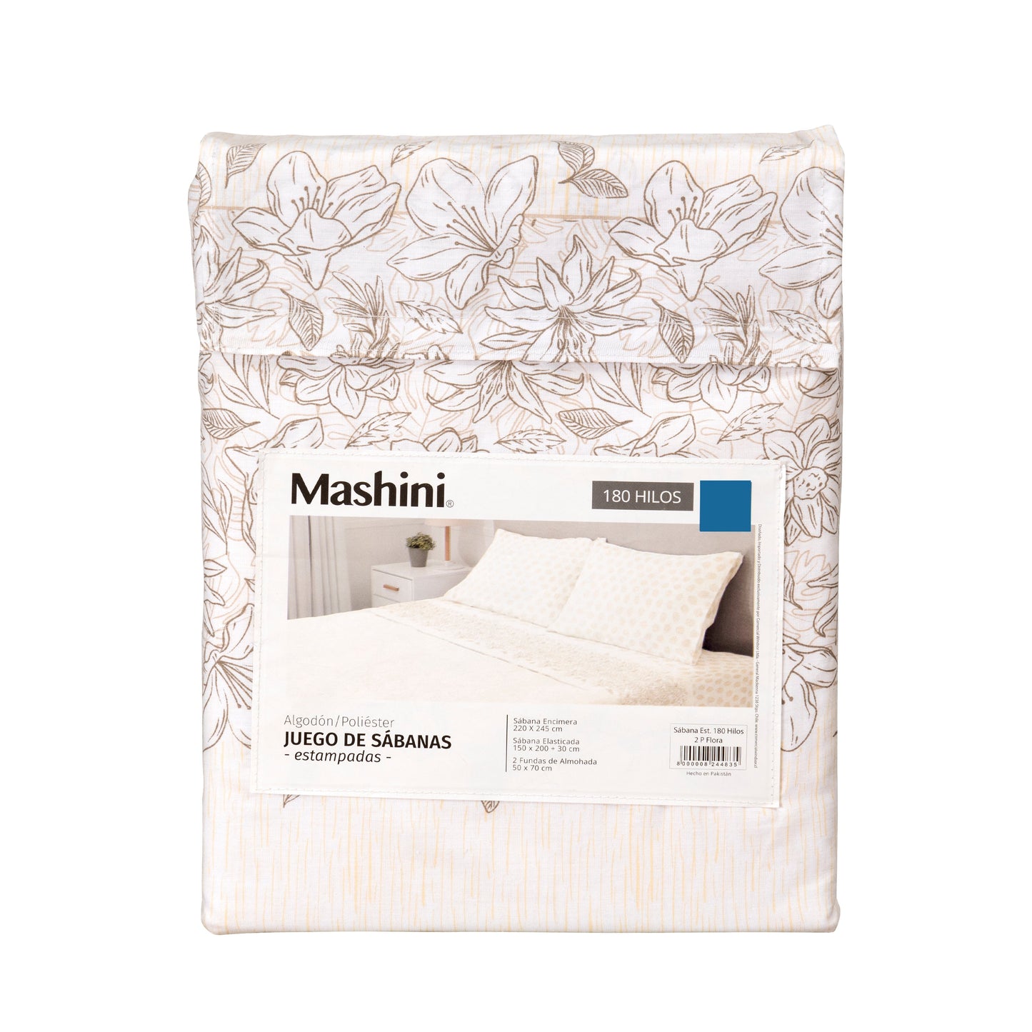 Sábana 2 Plazas 180 Hilos Estampado Flora