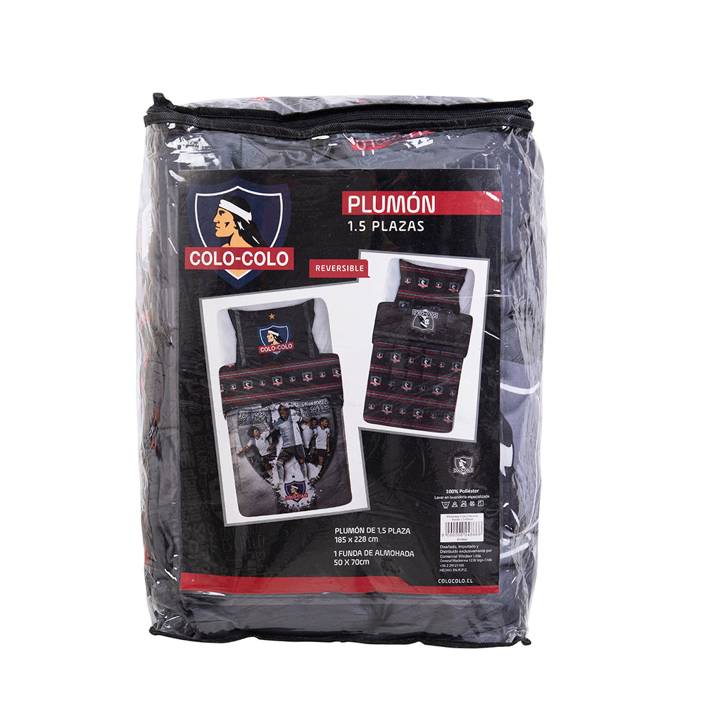 Plumón 1.5 Plazas Microfibra Colo-Colo Vidal Gris
