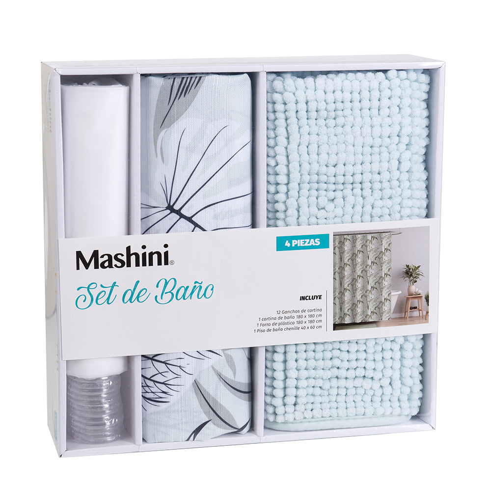 Set Cortina de Baño 4 Piezas Nyeri