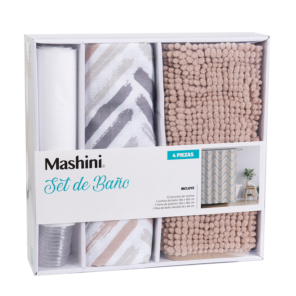 Set Cortina de Baño 4 Piezas Rongo