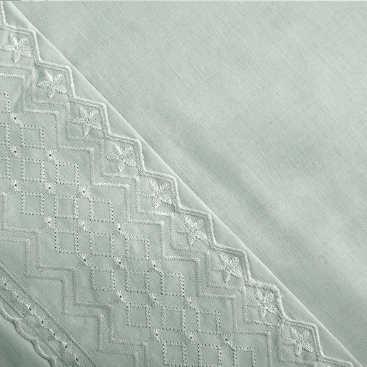 Sábana King 144 Hilos Broderie Geo Verde