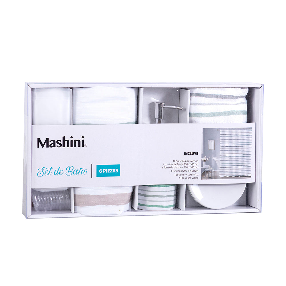 Set Cortina de Baño 6 Piezas Lluta