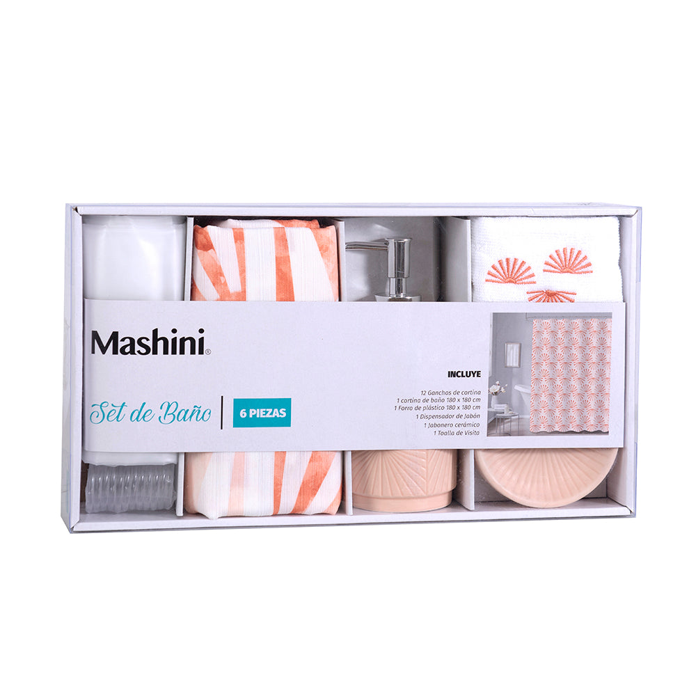 Set Cortina de Baño 6 Piezas Rapel