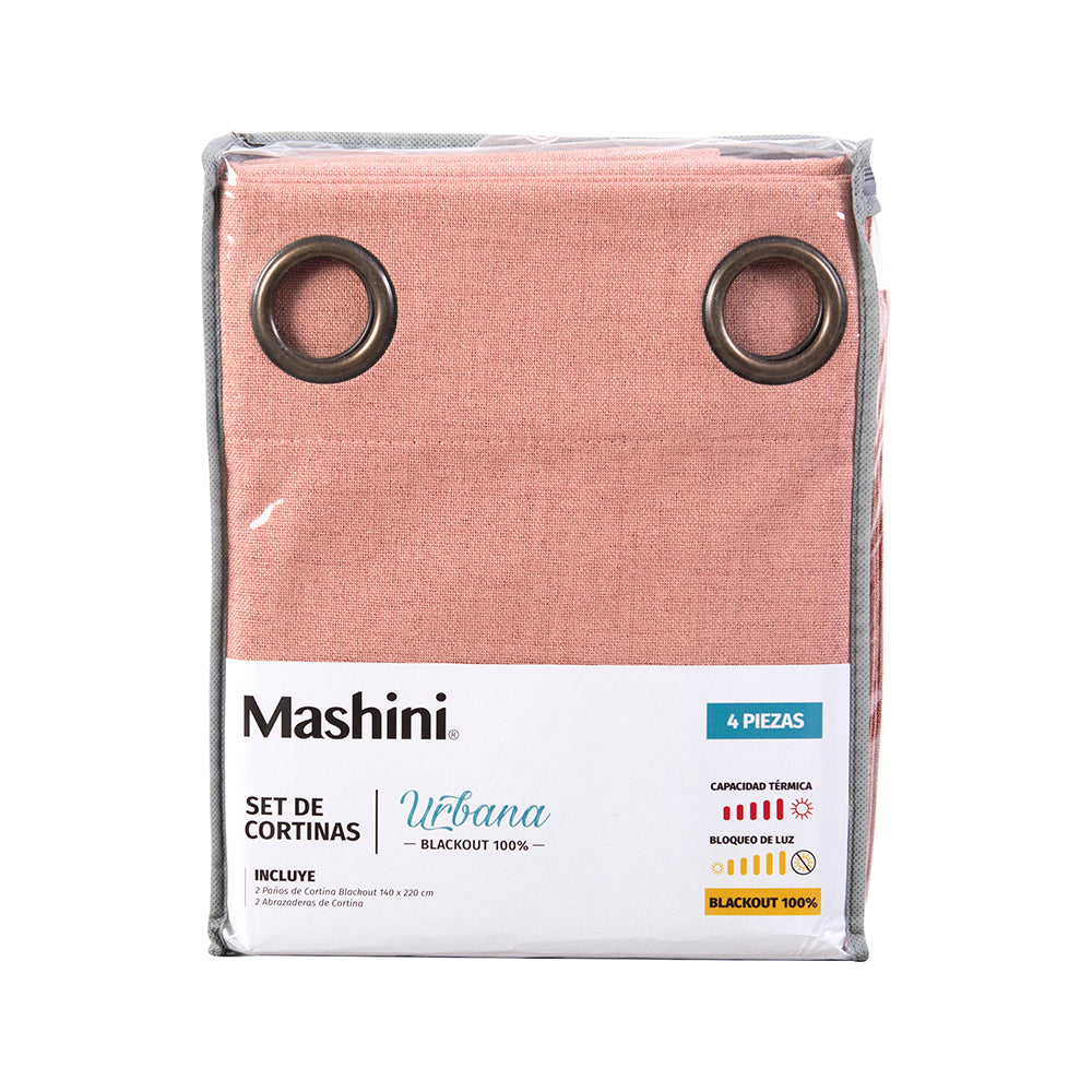Set Cortinas Blackout Argolla Urbana Coral