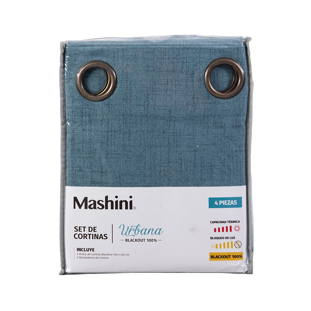 Set Cortinas Blackout Argolla Urbana Azul