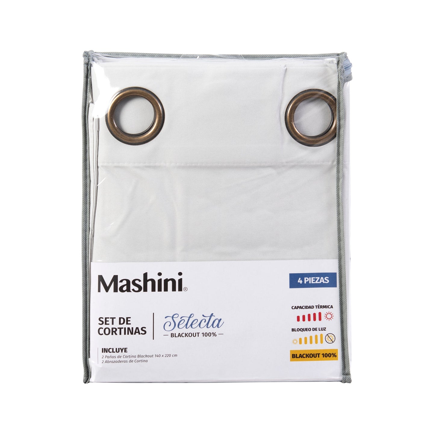 Set Cortinas Blackout Argolla Selecta Gris Claro