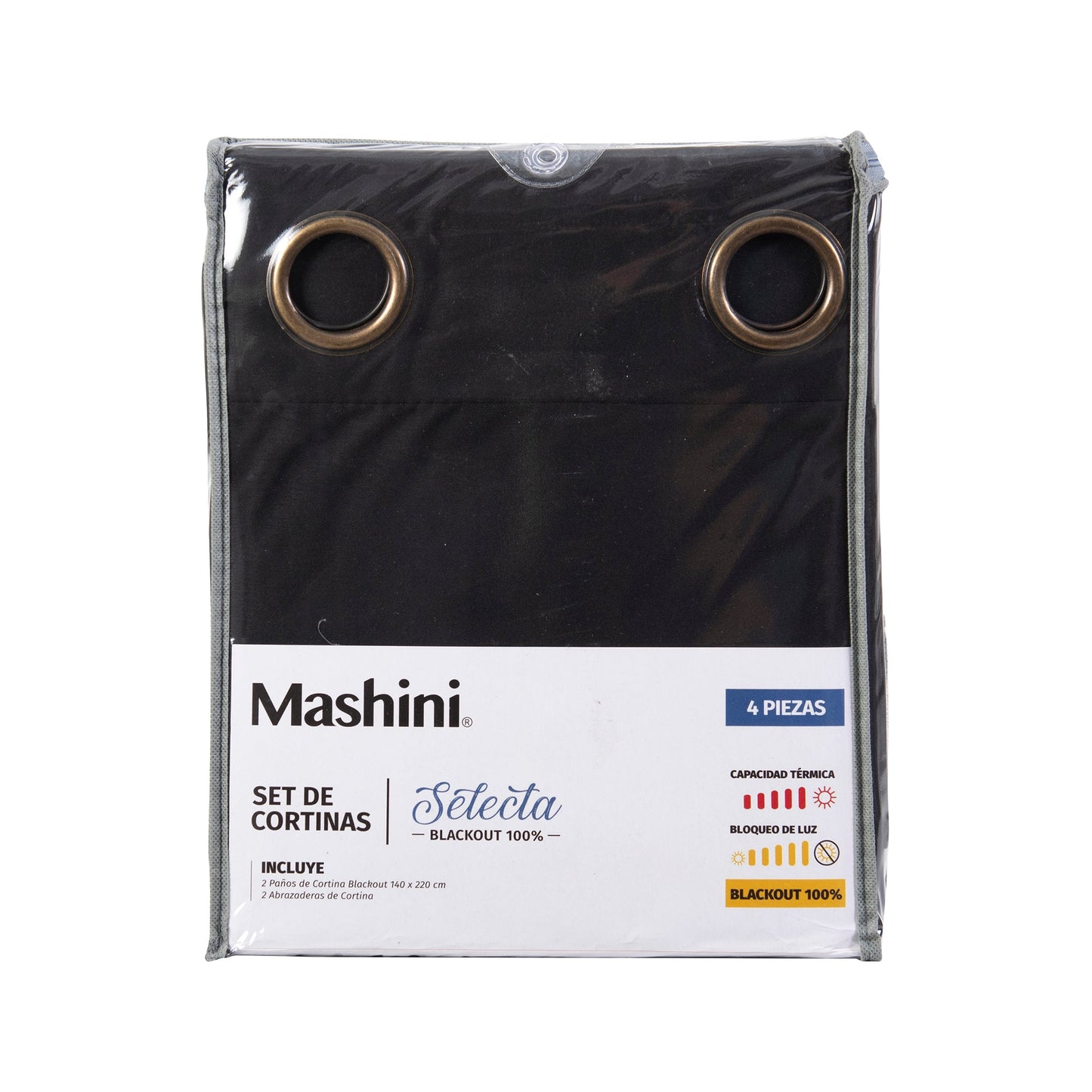 Set Cortinas Blackout Argolla Selecta Negro
