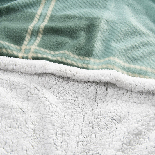 Frazada 1.5 Plazas Polar Sherpa Tartán Verde