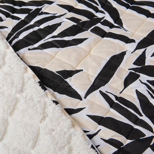 Quilt King Sherpa Estampado Leaves