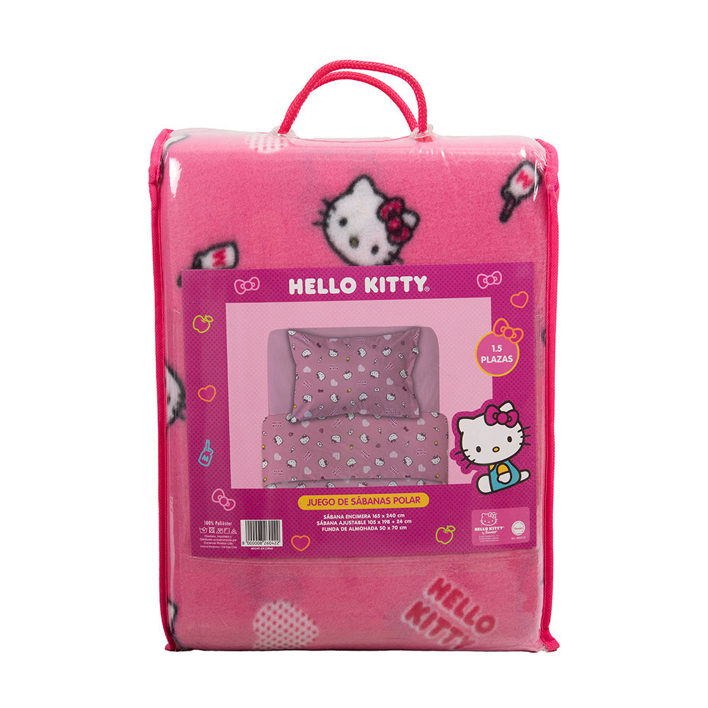 Sábana 1.5 Plazas Polar Estampado Sanrio Hello Kitty Mensaje