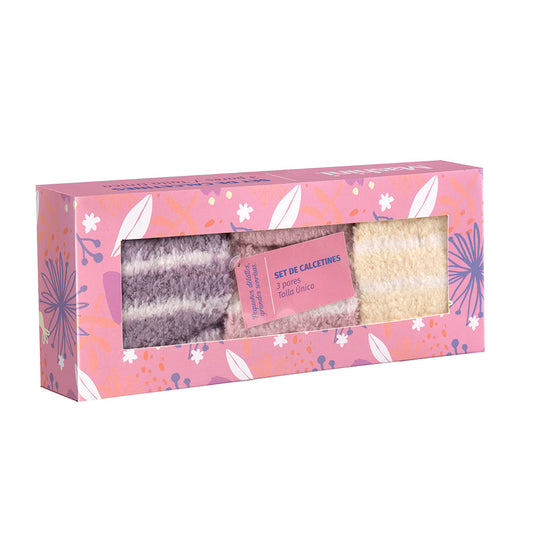 Set de Descanso Calcetines Morado, Arena y Rosado