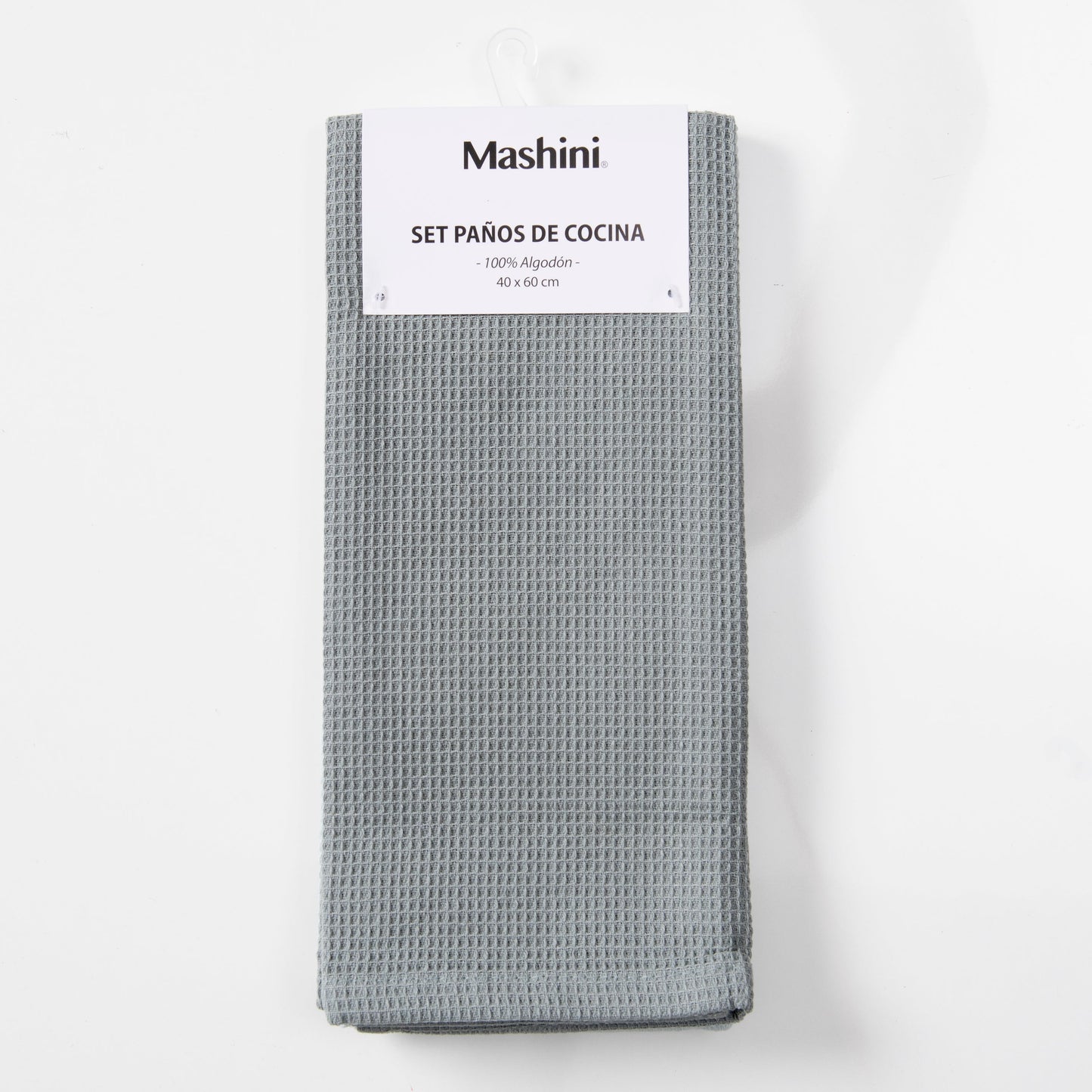 Set 2 Paños de Cocina Rectangular 40x60 cm Waffle Celeste