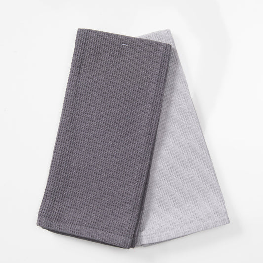 Set 2 Paños de Cocina Rectangular 40x60 cm Waffle Marengo