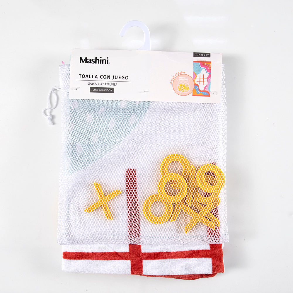 Toalla Playa Juego Gato 70x150 cm Rosado