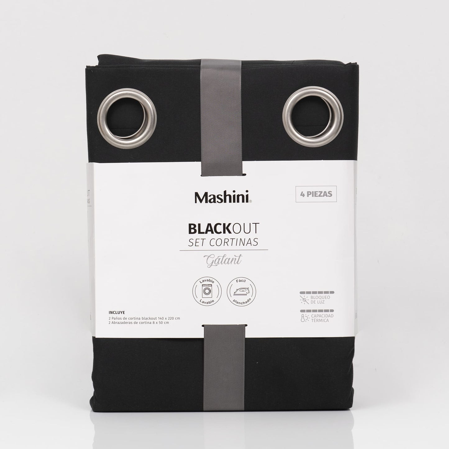Set Cortinas Blackout Argolla Galant Negro