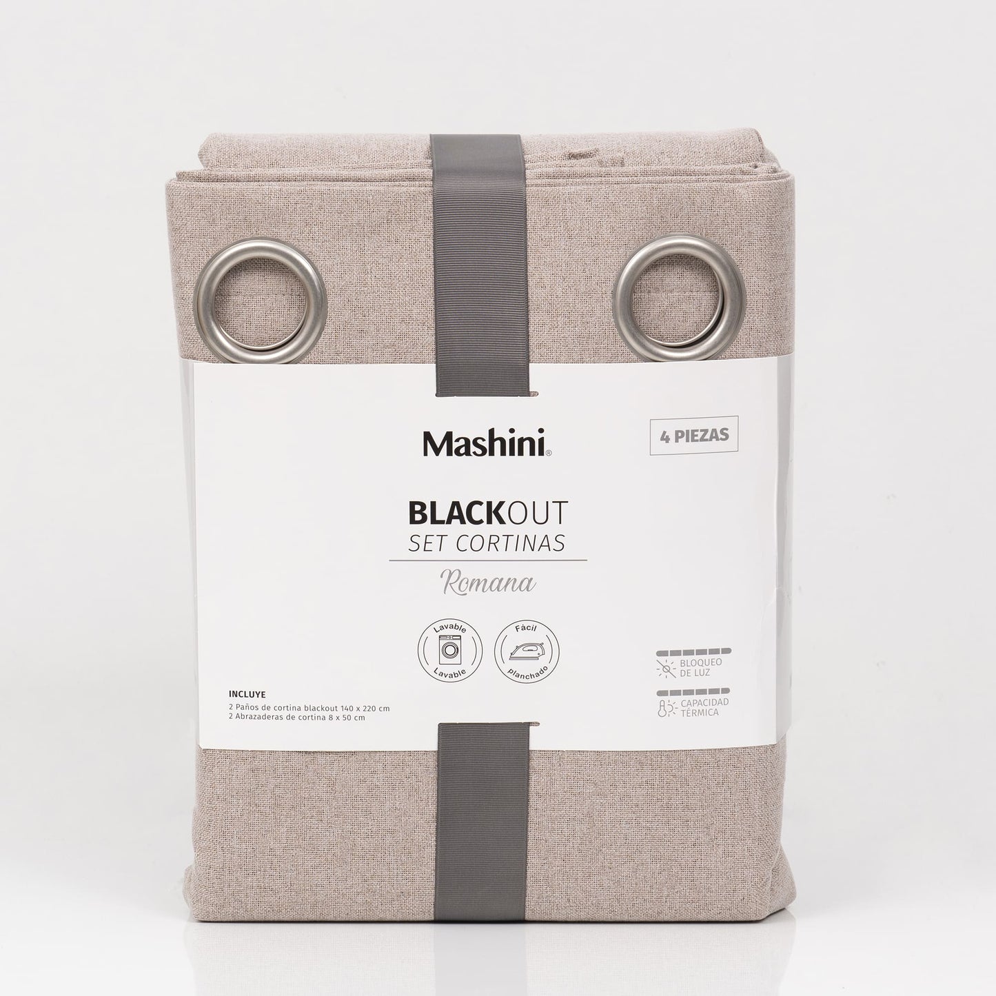 Set Cortinas Blackout Argolla Romana Crudo
