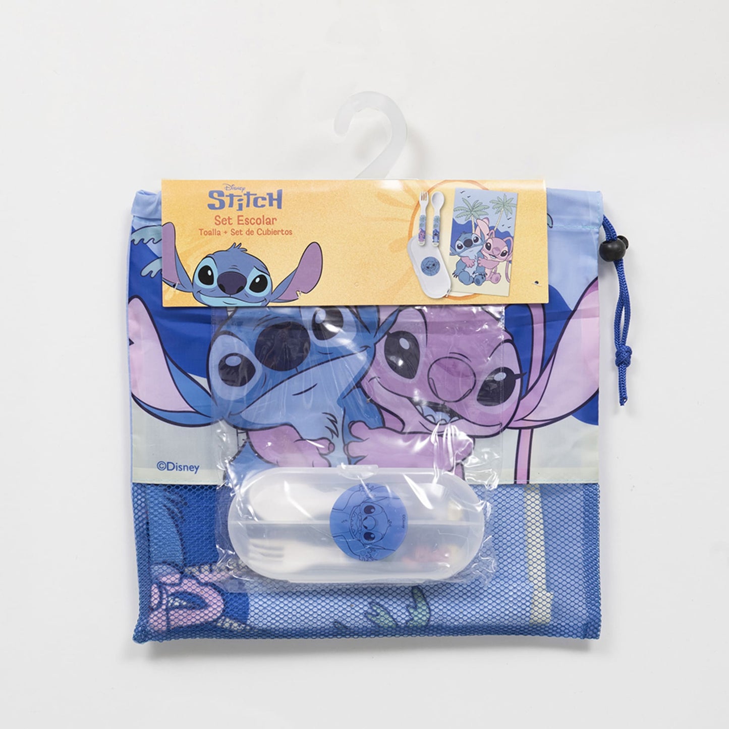 Set Toalla 30x50 cm, Cubiertos y Bolso Stitch Playa
