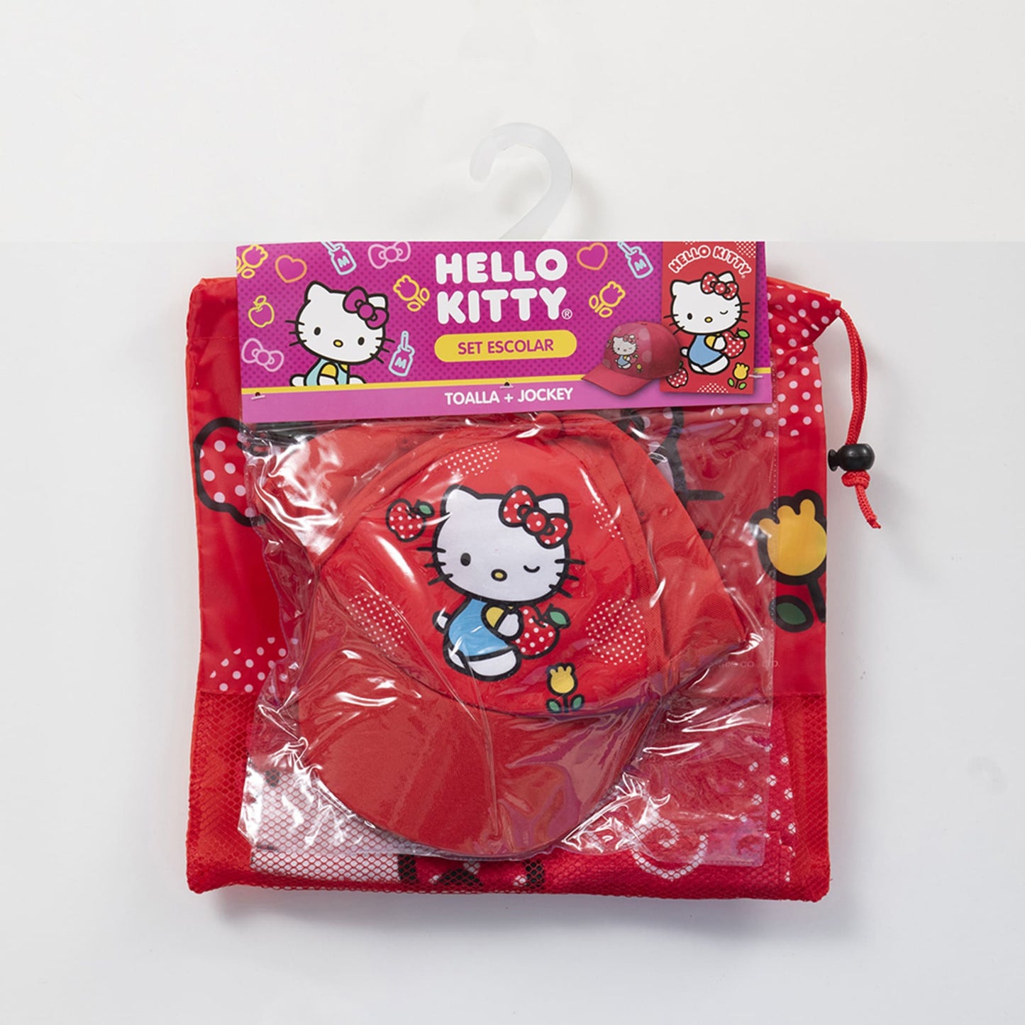 Set Toalla 30x50 cm, Jockey y Bolso Hello Kitty Manzana