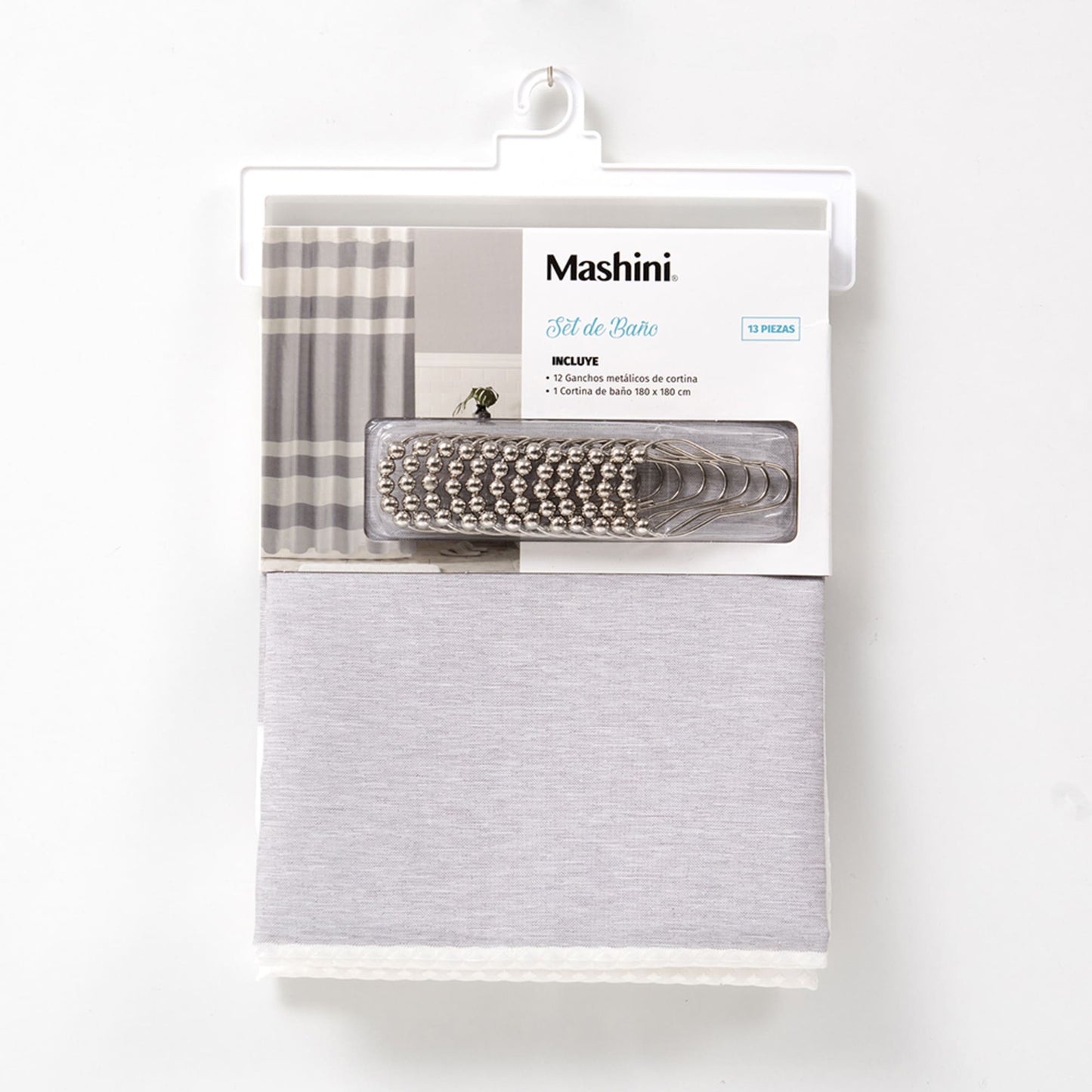 Cortina de Baño Waffle 180x180 cm Gris