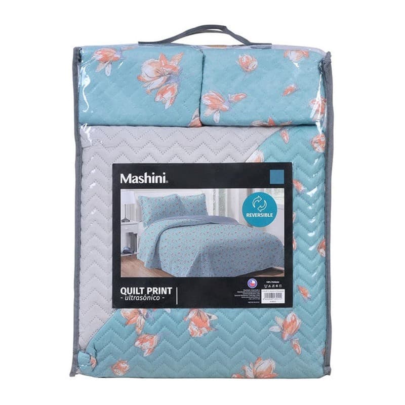 Quilt 1.5 Plazas Microfibra Estampado Barraquitas