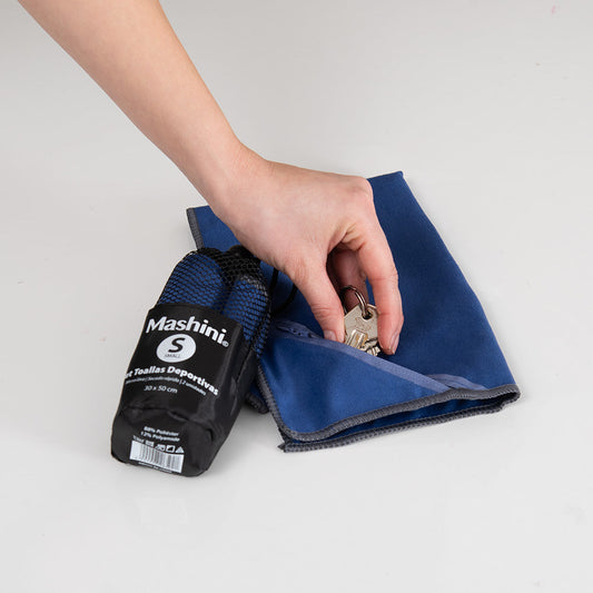 Set 2 Toallas Deportivas Microfibra 30x50 cm Azul