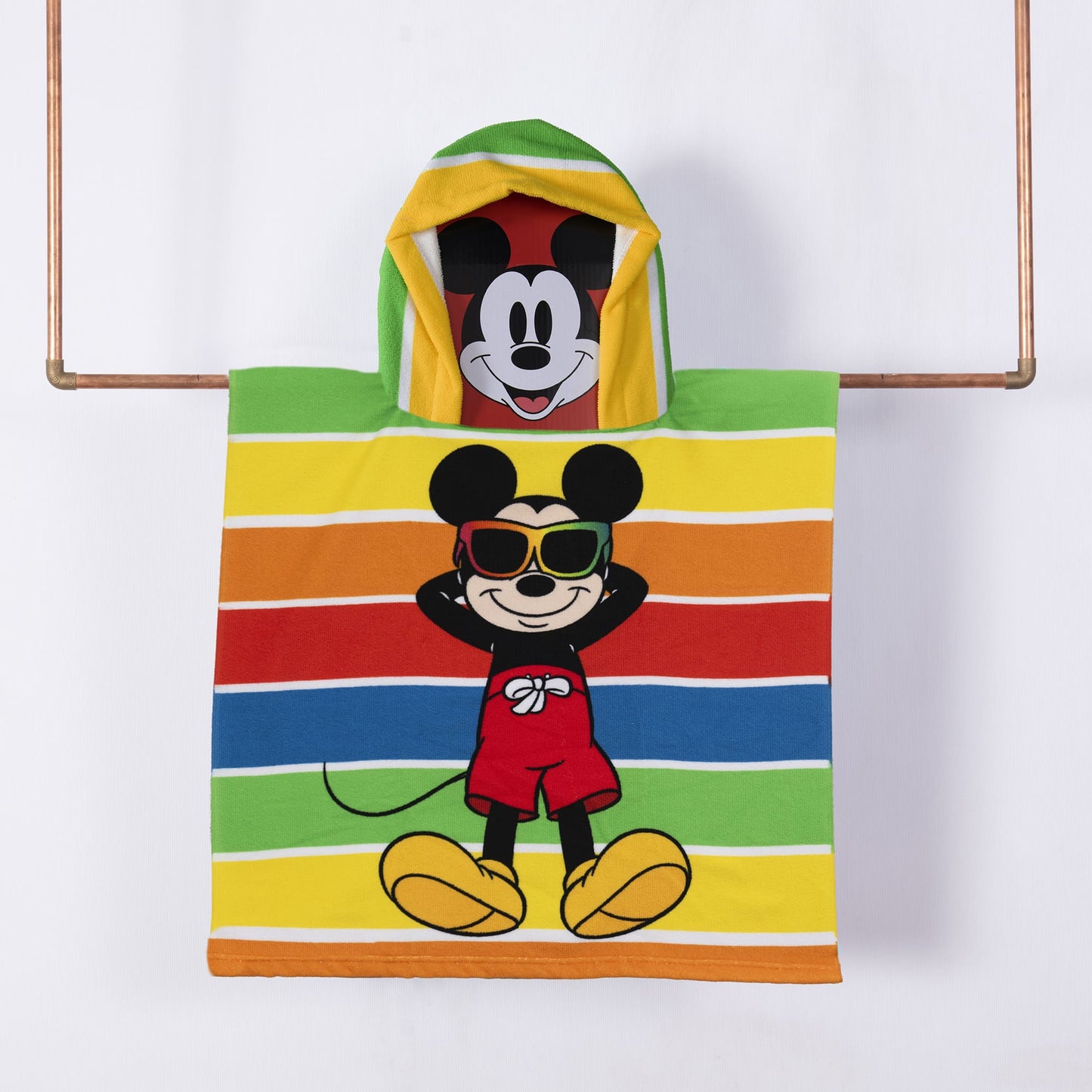 Toalla Playa Capucha MF 60x120 cm Mickey Rainbow