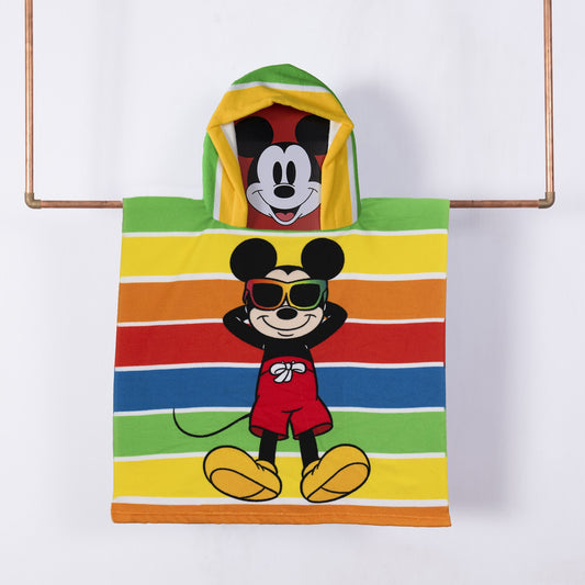 Toalla Playa Capucha MF 60x120 cm Mickey Rainbow