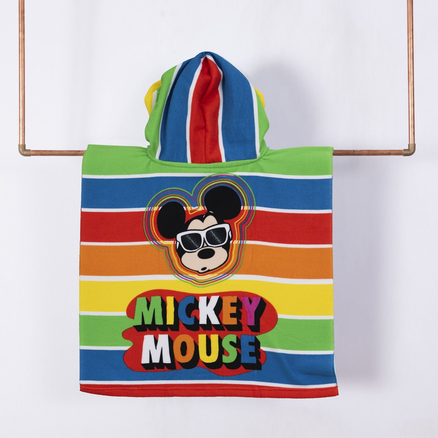 Toalla Playa Capucha MF 60x120 cm Mickey Rainbow