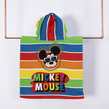 Toalla Playa Capucha MF 60x120 cm Mickey Rainbow