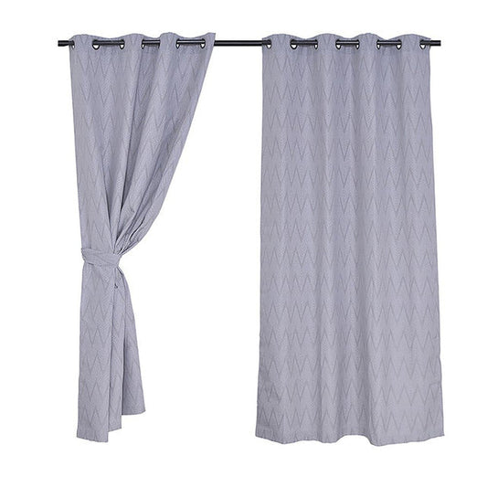 Set Cortinas Jacquard Argolla 140x220 Chevron Texturada gris mashini