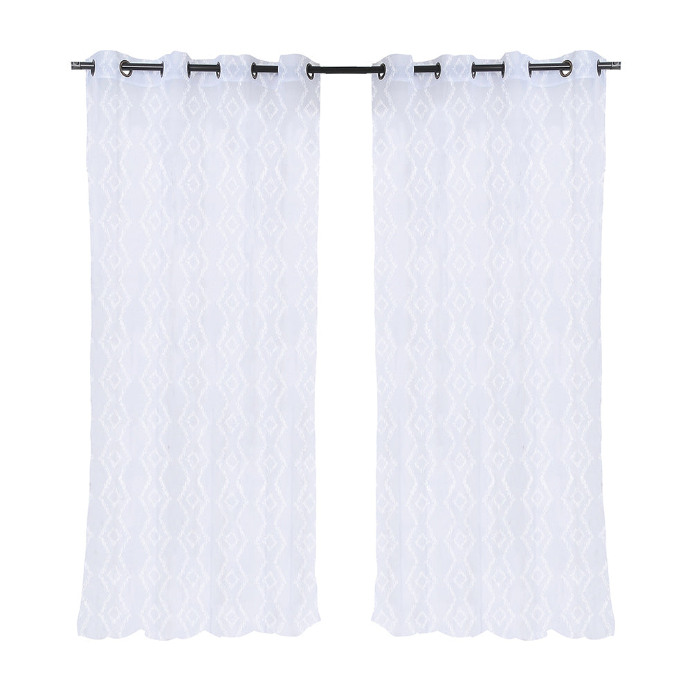 Cortina Velo Bordado Argolla 140x220 Rombo Blanco | Mashini