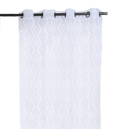 Cortina Velo Bordado Argolla 140x220 Rombo Blanco