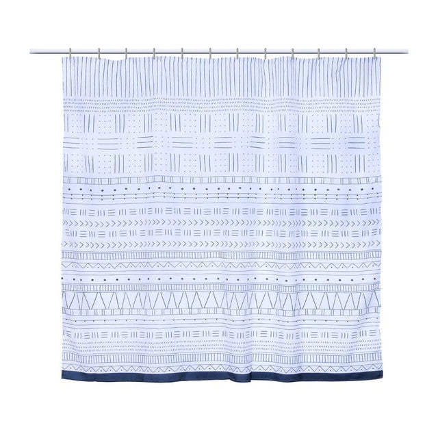 cortina de baño blanca con diseños mashini